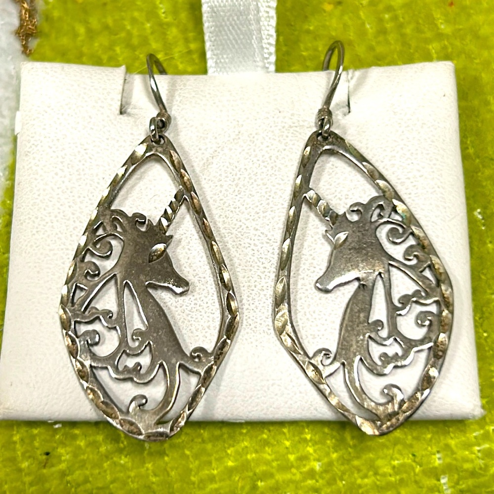 925 silver Unicorn earrings maker mark